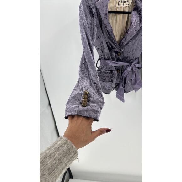 Sugar Lips vintage Y2K 90s soft purple velvet lined jacket blazer w/ribbon tie - Picture 7 of 8